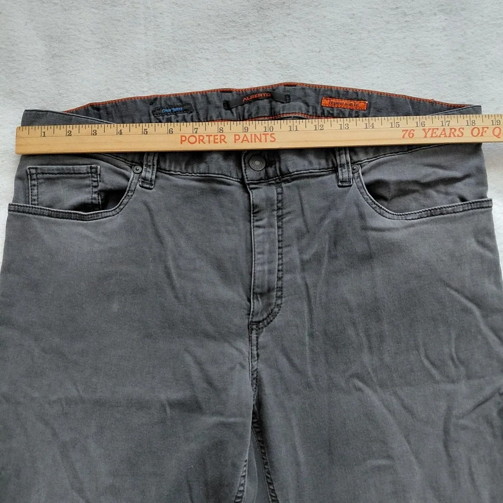 Alberto Men Pipe Cosy Jeans Regular Slim Fit Gray W38 L34 Stretch Dark Denim Y2K